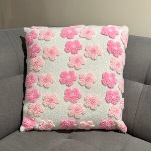 Floral Pink and White Throw Pillow